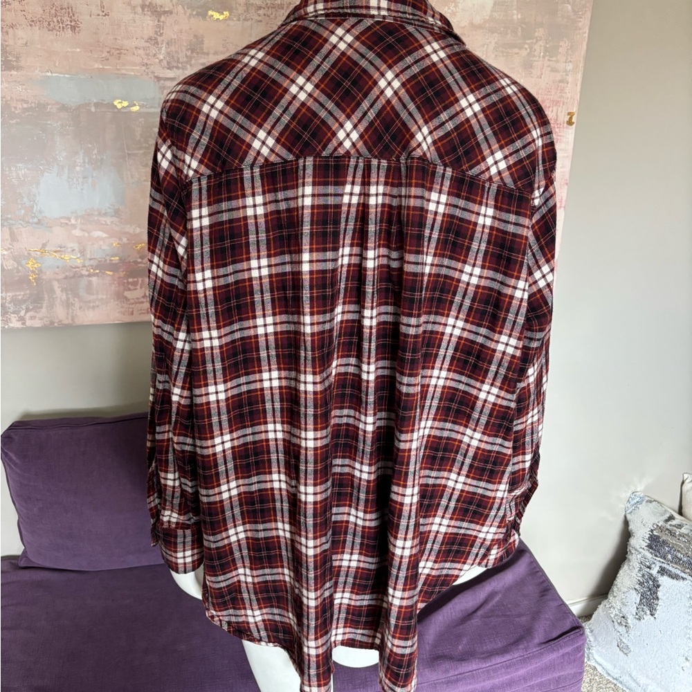 Lane Bryant Burgundy and White Oversized Plaid Shirt Szie‎ 18/20 - Picture 7 of 10